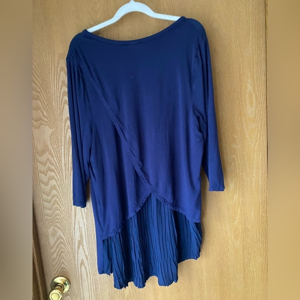 Lane Bryant 14/16 1x Blue Mixed Fabric Top